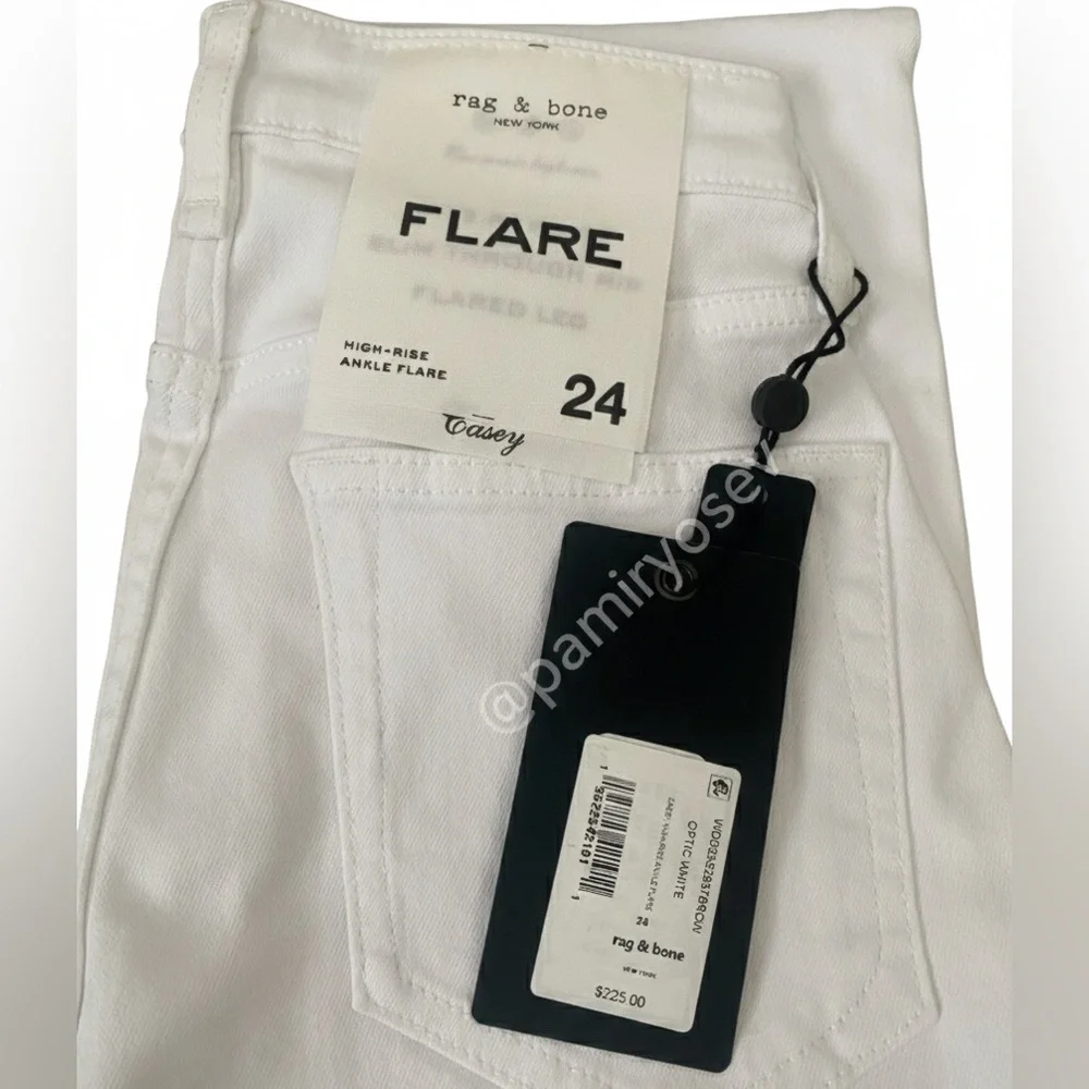 rag & bone Casey Exposed Button High Waist Ankle Flare Jeans (Optic White) - Picture 5 of 13